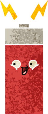 Bir insanın çizdiği pilin retro illüstrasyon tarzı karikatürü