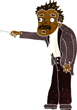 Bir insan tarafından çizilmiş anahtarla titreyen çizgi film adamı.