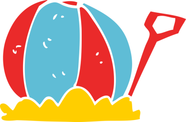 Bir insan tarafından çizilmiş karalama plaj topu ve maça.