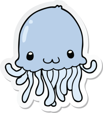 Bir insan tarafından çizilmiş bir denizanasının çıkartması.