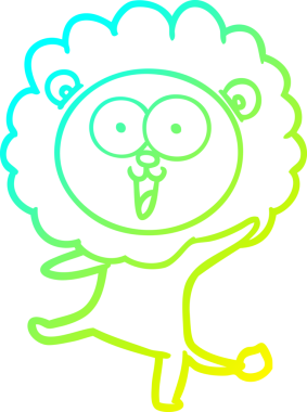 Bir insan tarafından çizilmiş mutlu çizgi film aslanı çizimi.