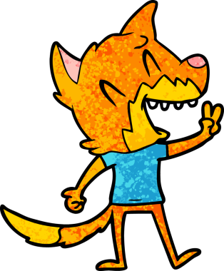 Bir insan tarafından çizilmiş gülen tilki çizgi filmi.