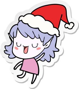 Bir insan tarafından çizilmiş Noel Baba şapkası giyen bir elf kızının el yazısı.