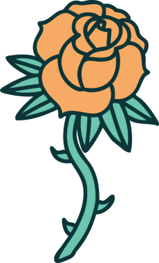 Bir insan tarafından çizilmiş bir gülün ikonik dövme şekli