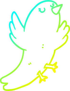 Bir insan tarafından çizilen karikatür kuşunun soğuk gradyan çizgisi