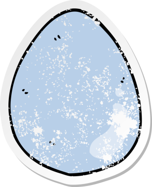 Bir insan tarafından çizilmiş karikatür yumurtasının sıkıntılı etiketi.