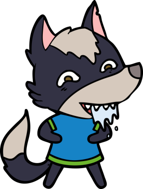 Bir insan tarafından çizilmiş aç kurt çizgi filmi.