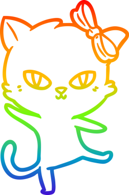 Gökkuşağı gradyan çizgisi bir insan tarafından çizilmiş şirin bir çizgi kedi çizimi