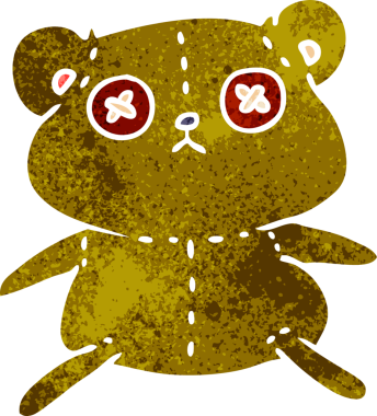 Bir insan tarafından çizilmiş şirin dikilmiş oyuncak ayının serbest çizimi.