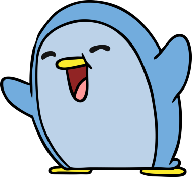 Bir insan tarafından çizilmiş sevimli bir penguen resmi.