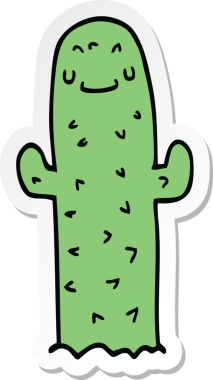 Bir insan tarafından çizilmiş bir kaktüsün çıkartması.