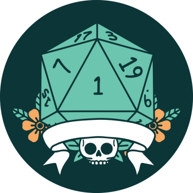 Bir insan tarafından çizilen bir d20 zar atma ikonu