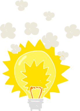 Bir insan tarafından çizilmiş düz renkli ampul çizimi