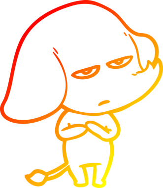 Bir insan tarafından çizilmiş kızgın bir fil çizimi.