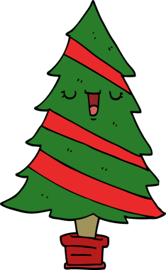 Bir insan tarafından çizilmiş karikatür noel ağacı