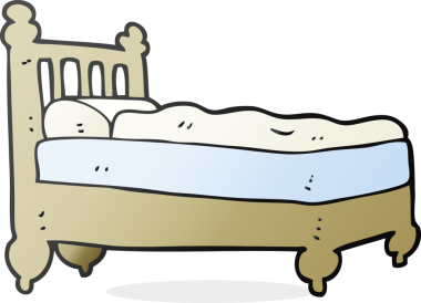 Bir insan tarafından çizilmiş karikatür yatak.