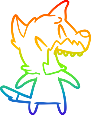 Bir insan tarafından çizilmiş gülen tilki çizgi filmi.