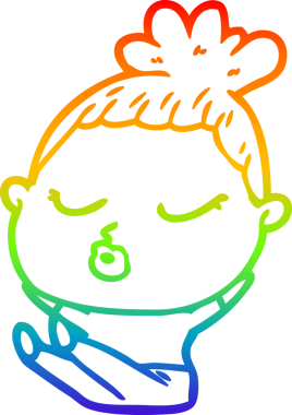 Gökkuşağı gradyan çizgi çizimi bir insan tarafından çizilmiş sakin bir kadın