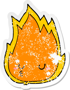 Bir insan tarafından çizilmiş şirin bir çizgi film yangınının sıkıntılı çıkartması.