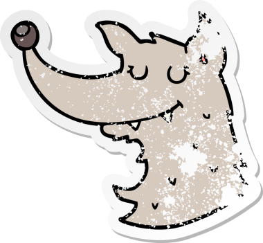 Bir insan tarafından çizilmiş bir kurt çizgi film çıkartması.