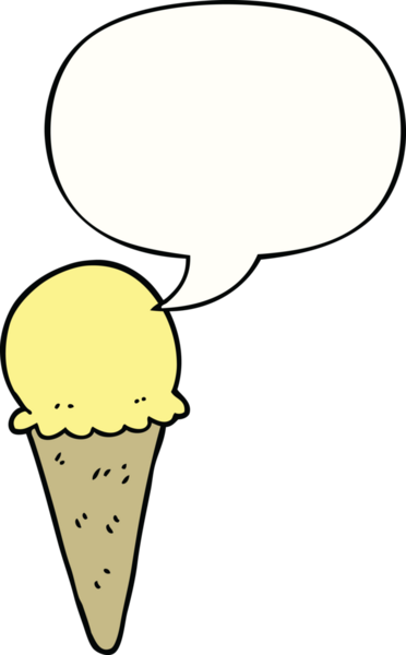 Bir insan tarafından çizilmiş konuşma balonlu çizgi film dondurması.