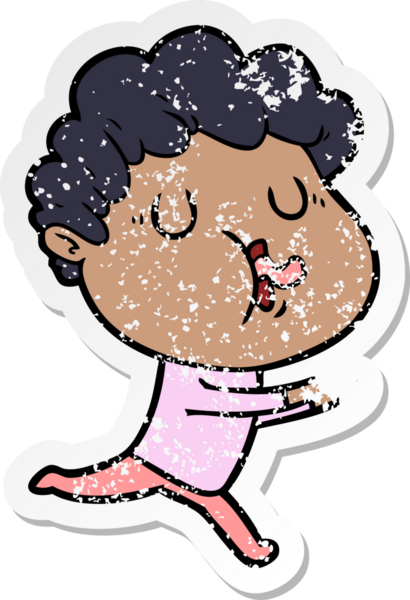 Bir insan tarafından çizilmiş bir çizgi film karakterinin sıkıntılı çıkartması.