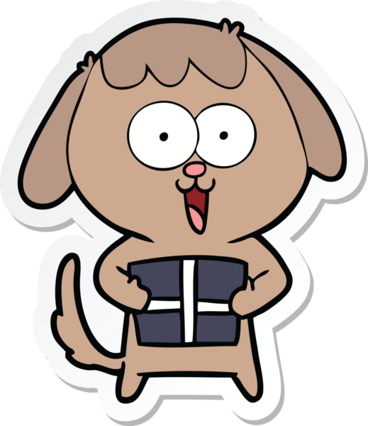 Bir insan tarafından çizilmiş şirin bir köpeğin çıkartması.