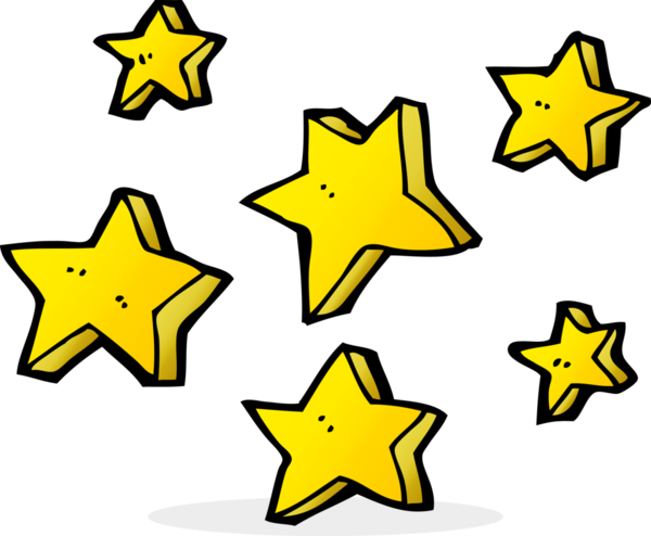 Bir insan tarafından çizilmiş çizgi film yıldızları.