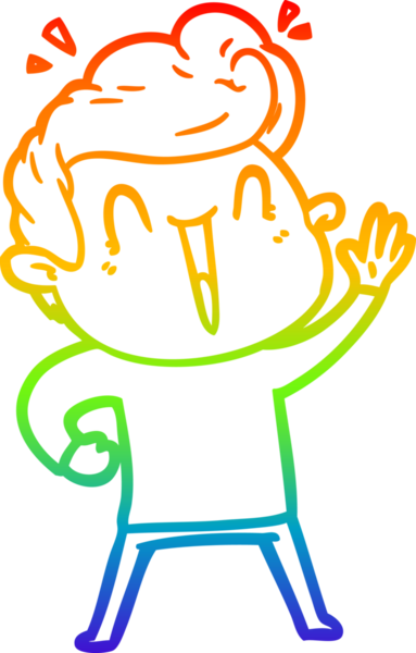 Gökkuşağı gradyanı çizimi bir insan tarafından çizilmiş heyecanlı bir çizgi film