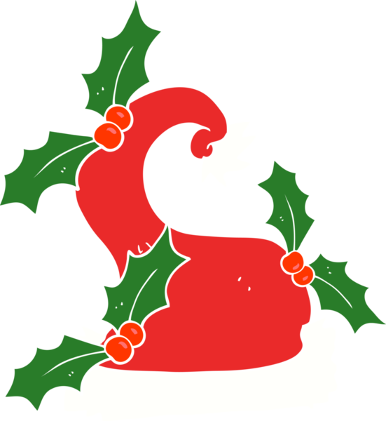 Bir insan tarafından çizilmiş kutsal Noel şapkasının düz renk çizimi