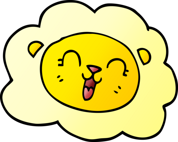 karikatür mutlu aslan bir insan tarafından çizilmiş