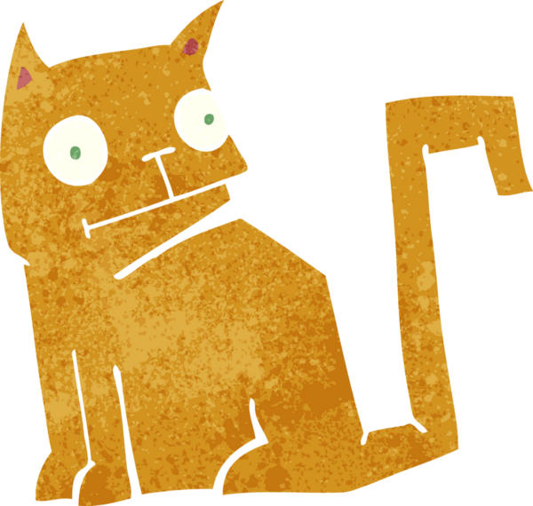 Bir insan tarafından çizilmiş çizgi film kedisi.