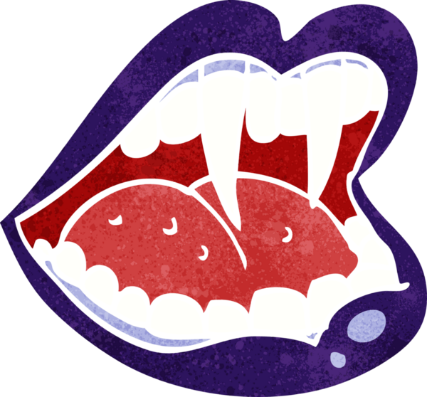 Bir insan tarafından çizilmiş vampir ağzı.