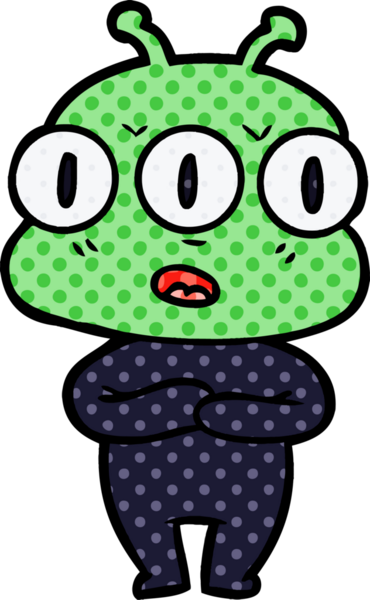 Bir insan tarafından çizilmiş üç gözlü uzaylı çizgi filmi.