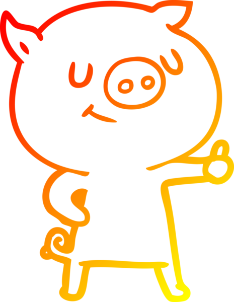 Bir insan tarafından çizilmiş mutlu çizgi film domuzu çizimi.