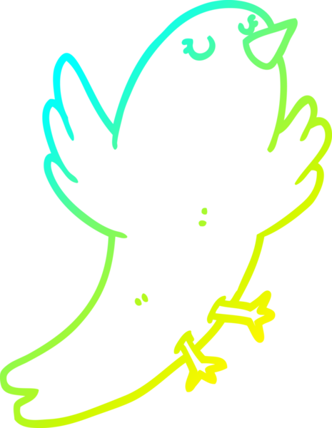 Bir insan tarafından çizilen karikatür kuşunun soğuk gradyan çizgisi