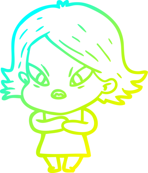 Bir insan tarafından çizilmiş soğuk gradyan çizgi çizimi stresli bir kadın