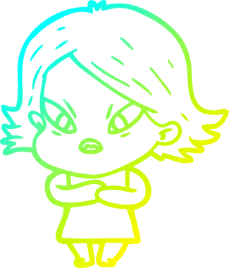 Bir insan tarafından çizilmiş soğuk gradyan çizgi çizimi stresli bir kadın