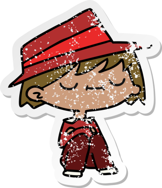 Bir insan tarafından çizilmiş sevimli bir kawaii 'nin serbest sticker karikatürü.