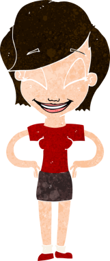 Bir insan tarafından çizilmiş kalçaları olan çizgi film kadını.