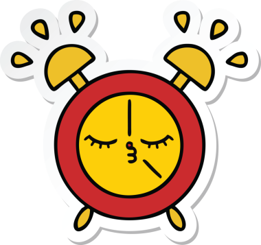 Bir insan tarafından çizilmiş şirin bir çizgi film çalar saatinin çıkartması.