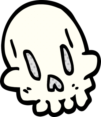 Bir insan tarafından çizilmiş komik kafatası.