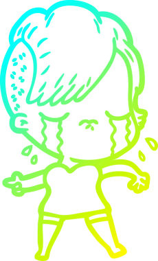 Bir insan tarafından çizilmiş ağlayan bir çizgi film kızı çizimi.