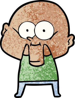 Bir insan tarafından çizilmiş kel bir adam.