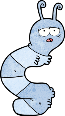 Bir insan tarafından çizilmiş yorgun bir tırtıl.