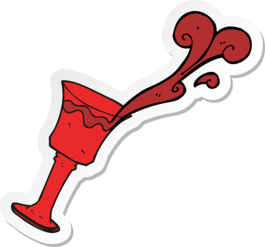 Bir insan tarafından çizilmiş şarap kadehinin çıkartması.