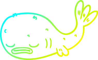 Bir insan tarafından çizilmiş bir karikatür balığının soğuk gradyan çizimi