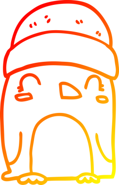 Bir insan tarafından çizilmiş sevimli bir penguen çizgi çizimi.