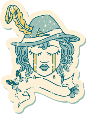 Retro Dövme Tarzı İnsan Ozan Karakteri Yüzü Bir İnsan Tarafından Çizildi