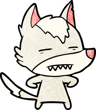 Bir insan tarafından çizilen dişleri gösteren bir kurt çizgi filmi.